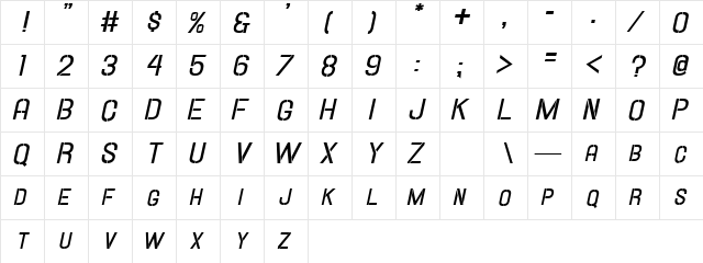 Hallandale Stencil Bd.It. SC JL Regular  glyph index