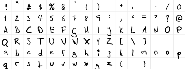 Puzz X Ui Regular  glyph index