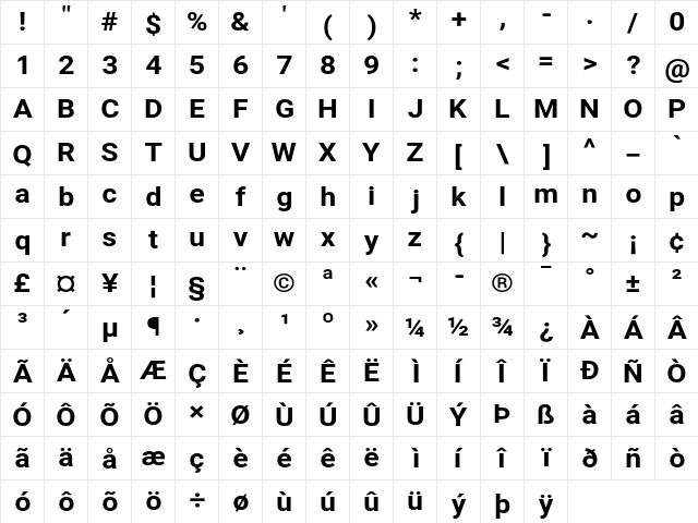 Asimov Wid  glyph index