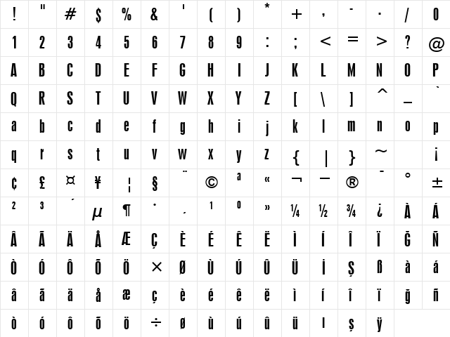 00526 Regular  glyph index