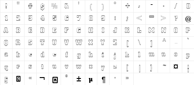 a_CityNovaOtl Bold Regular  glyph index