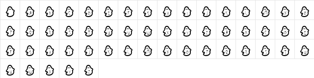 Bouh bouh Regular  glyph index
