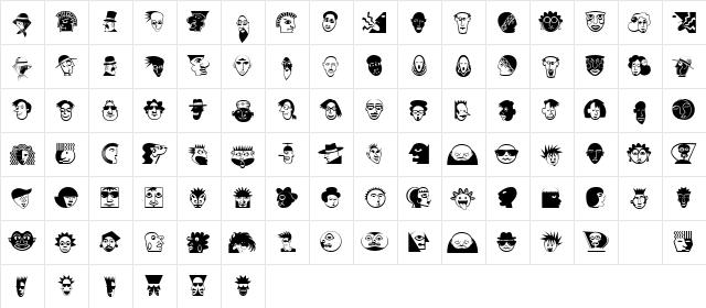 MiniPicsLilFaces Regular  glyph index