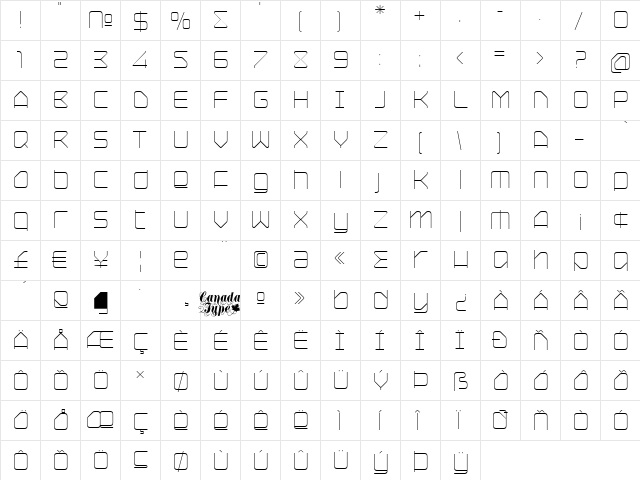 Hydrogen Light Regular  glyph index