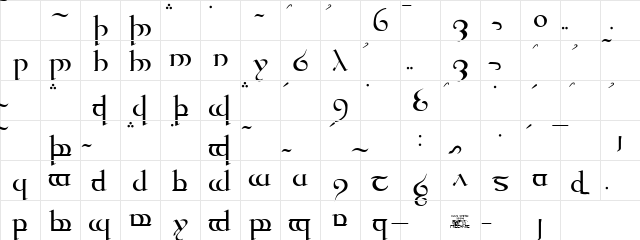 Tengwar Quenya Medium  glyph index