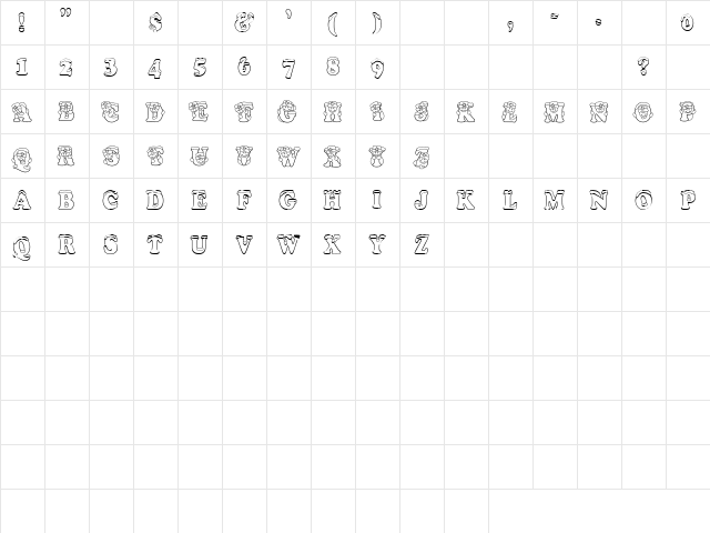 LD Snowman Regular  glyph index