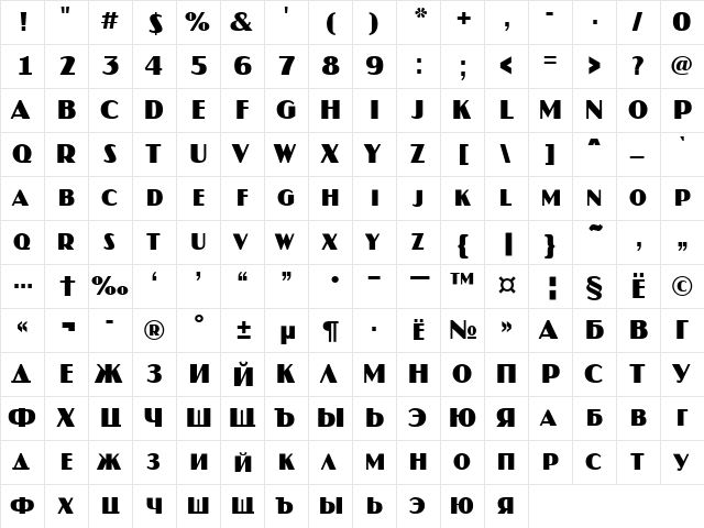 a_JasperCaps Bold  glyph index