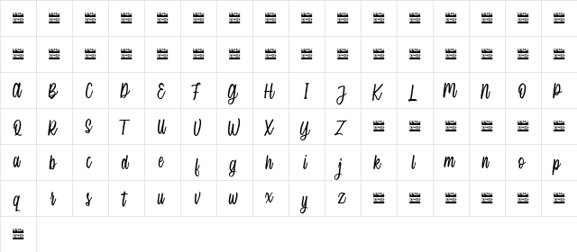 Single Brand Demo Regular  glyph index