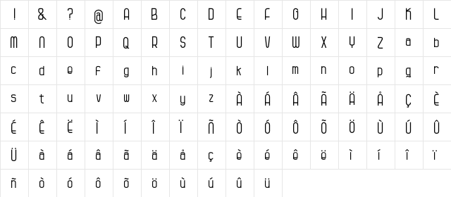 Kagura Regular  glyph index
