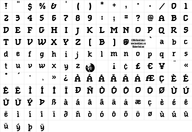 Foam Light Regular  glyph index