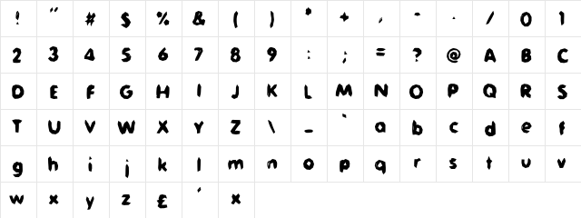 Jaggersaurus Regular  glyph index