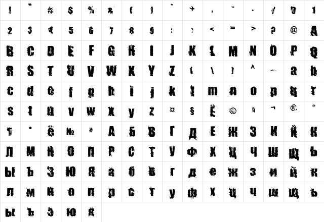 Beast Impacted Beast Impacted  glyph index