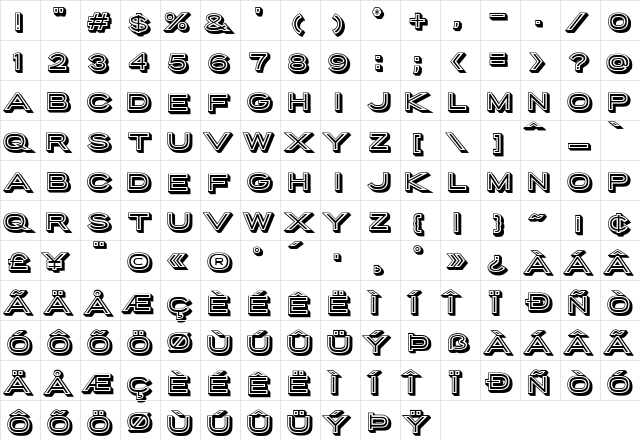 Porter Sans Block Block  glyph index