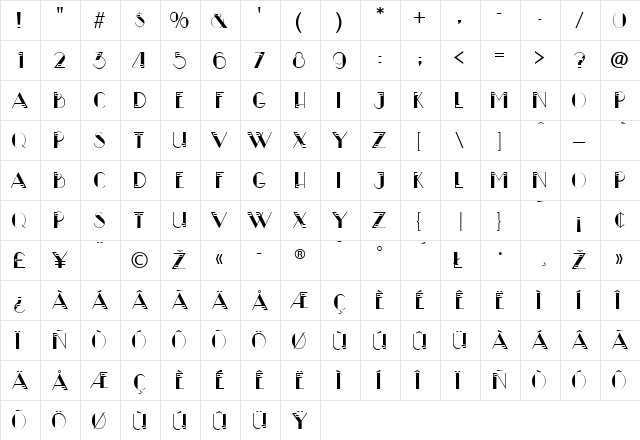 TwinkleToes Regular  glyph index