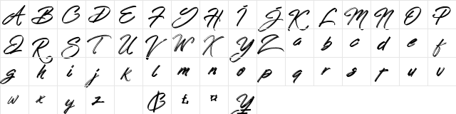 Hong Kong Script Brush Regular  glyph index