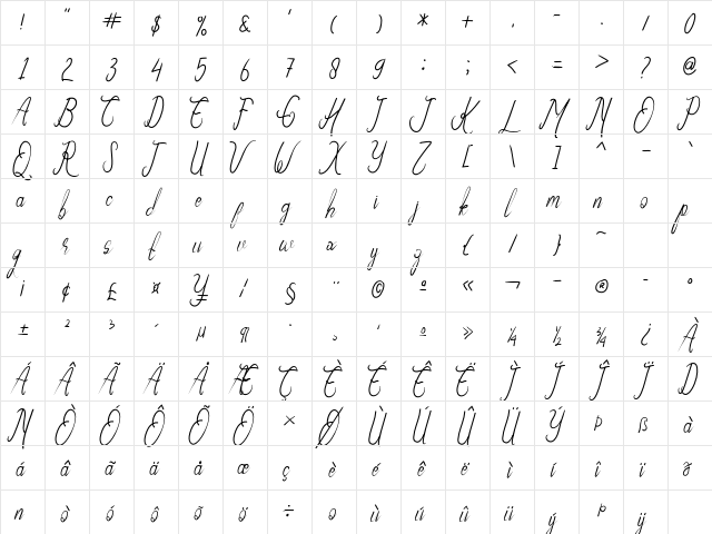 Love Believing Regular  glyph index