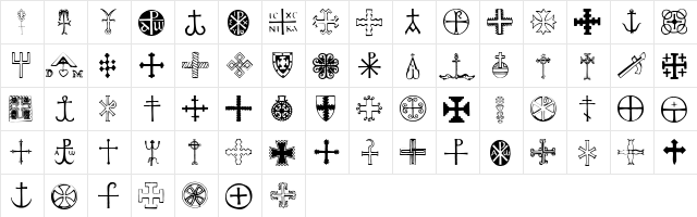 Crosses Regular  glyph index