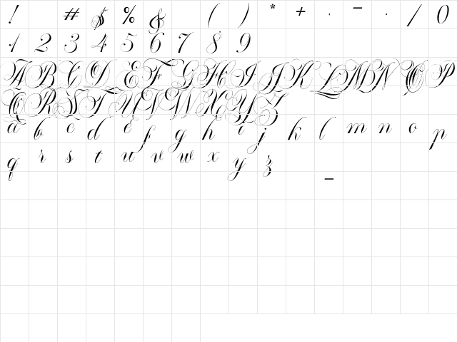 Mallaire Calligraphy Demo  glyph index