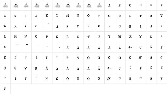 MOSKITOES Regular  glyph index