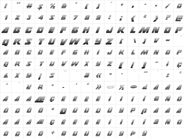 Thunderstrike Gradient Regular  glyph index