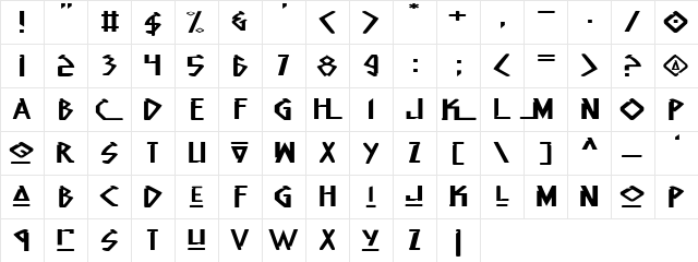Native Alien Extended Extended  glyph index