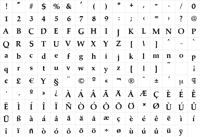 MarathonSerial Bold  glyph index