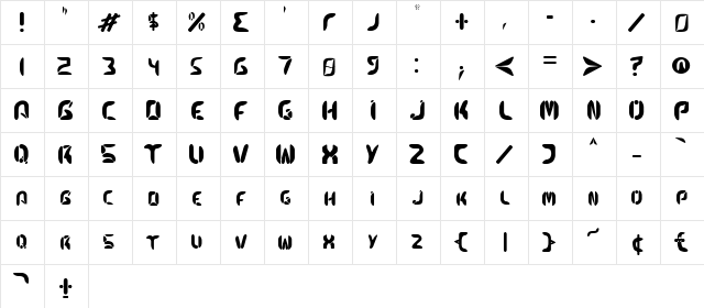 Kismet UltraBlack  glyph index