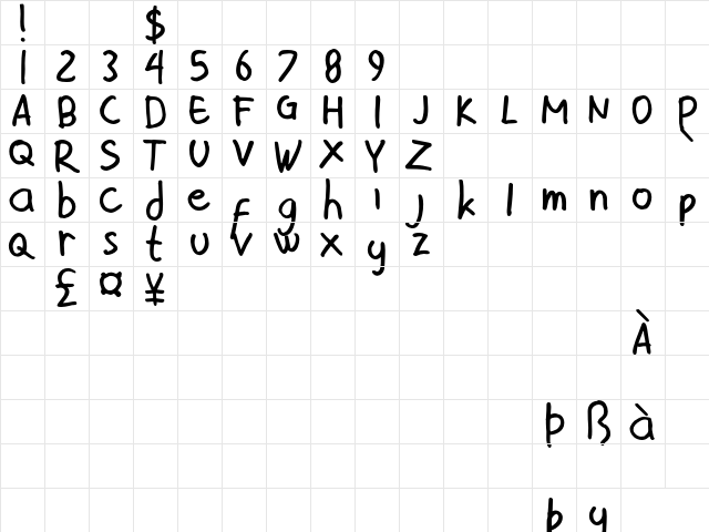 Tekerayak Demo Regular  glyph index