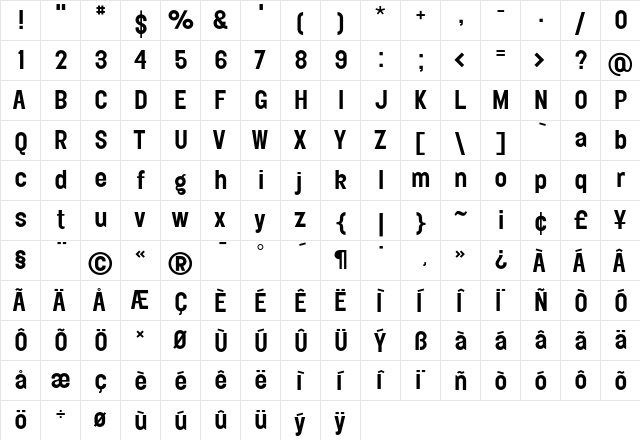 Elephant Medium  glyph index