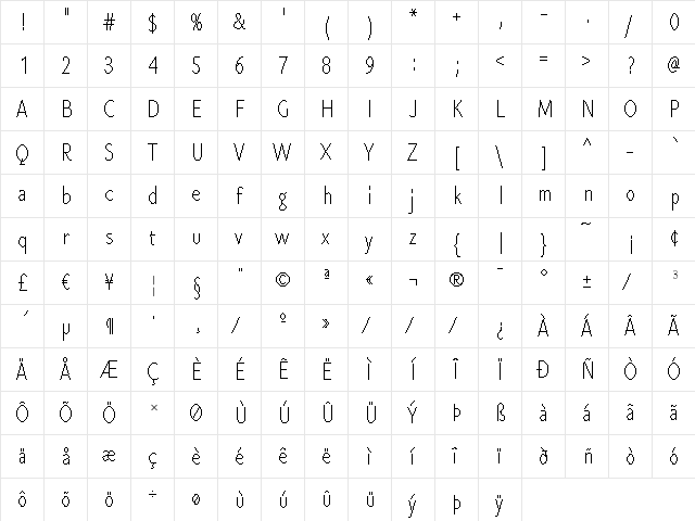 Cen Pro Light Regular  glyph index