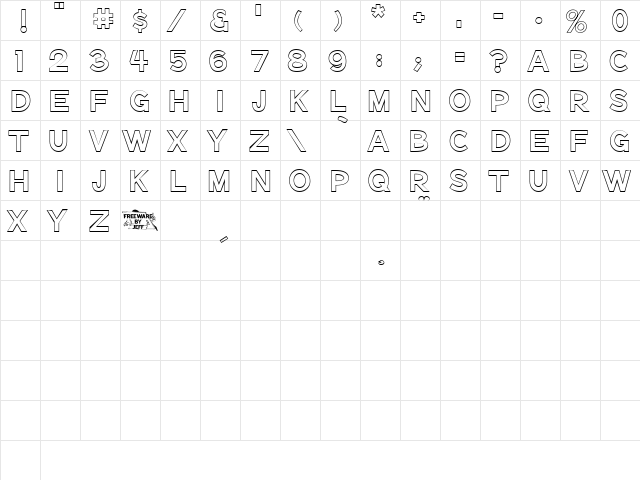 Notation Bold Open JL Regular  glyph index