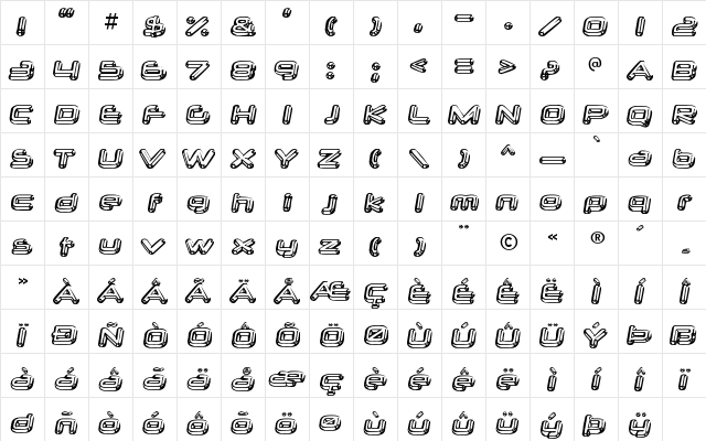 Neurochrome Regular  glyph index