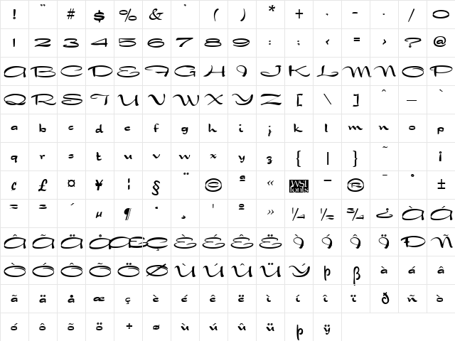 Draconian Regular  glyph index