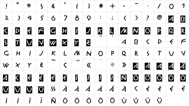 AIAlphaKid Regular  glyph index