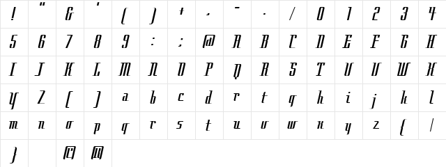 Cily Regular  glyph index