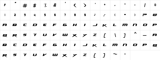 NHL Ducks Regular  glyph index