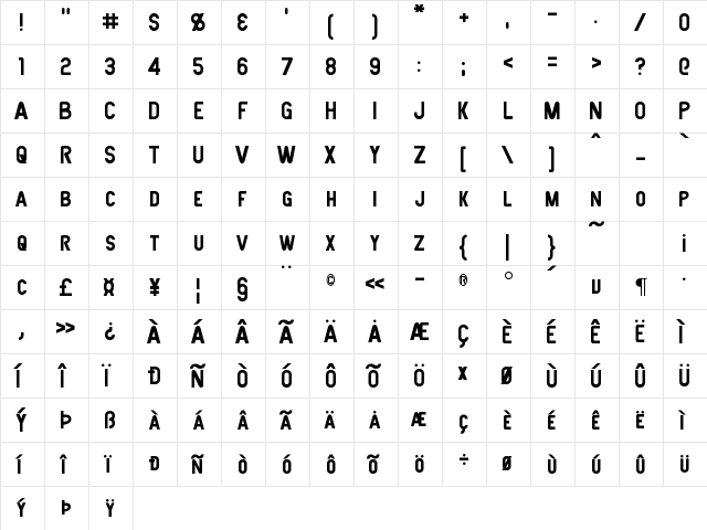 Joystick Regular  glyph index