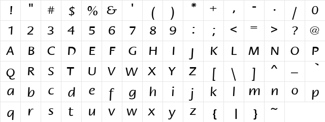 Rosamunde Extended Regular  glyph index
