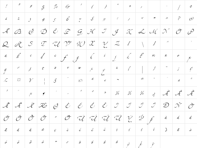 Zapfino Extra LT Three Regular  glyph index