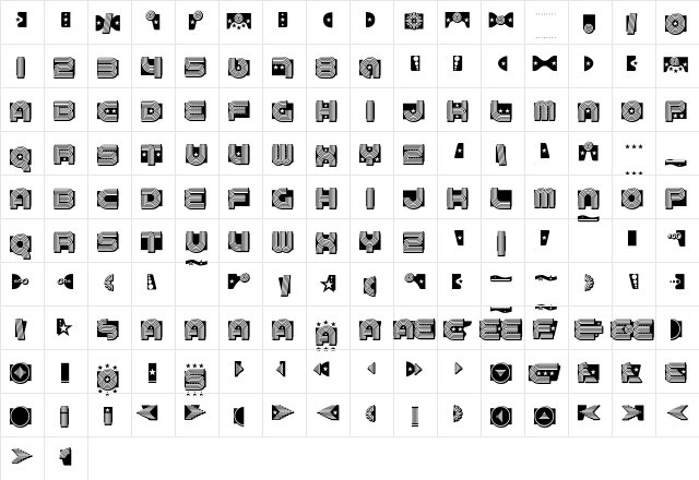 MaxiGroove Regular  glyph index