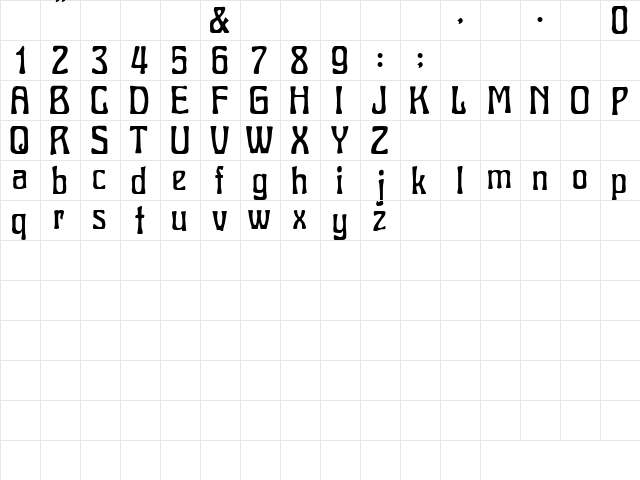Charleston Normal  glyph index