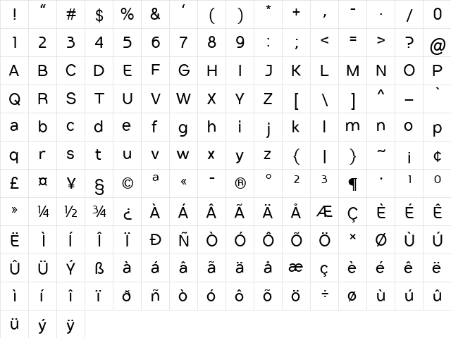 Conceptual Progressive Regular  glyph index