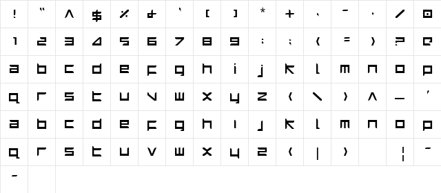 Harrier Regular  glyph index