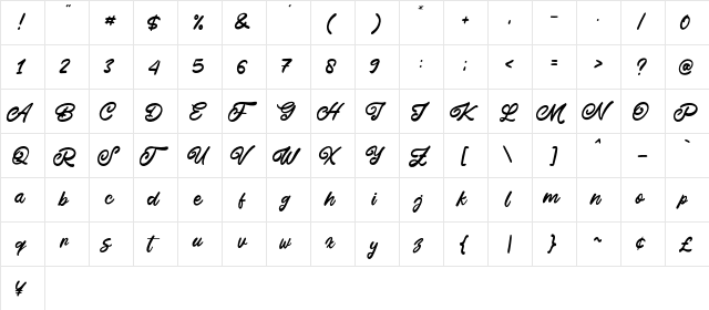 This July Regular  glyph index