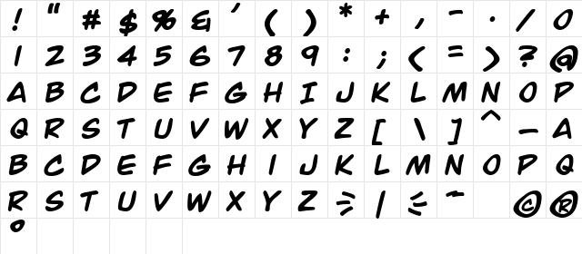 Jack Armstrong Bold  glyph index