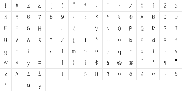 ScrFIBbLE Regular  glyph index