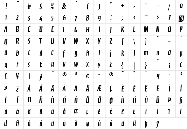 FFNewberlin-Bold Bold  glyph index