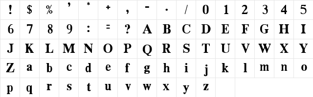 DailyPlanet Black  glyph index