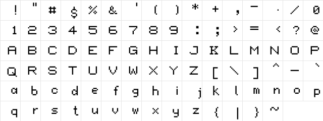 Quitchy Regular  glyph index