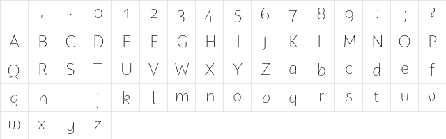 Campuni Demo Extra Light  glyph index